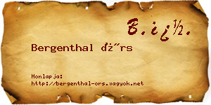 Bergenthal Örs névjegykártya